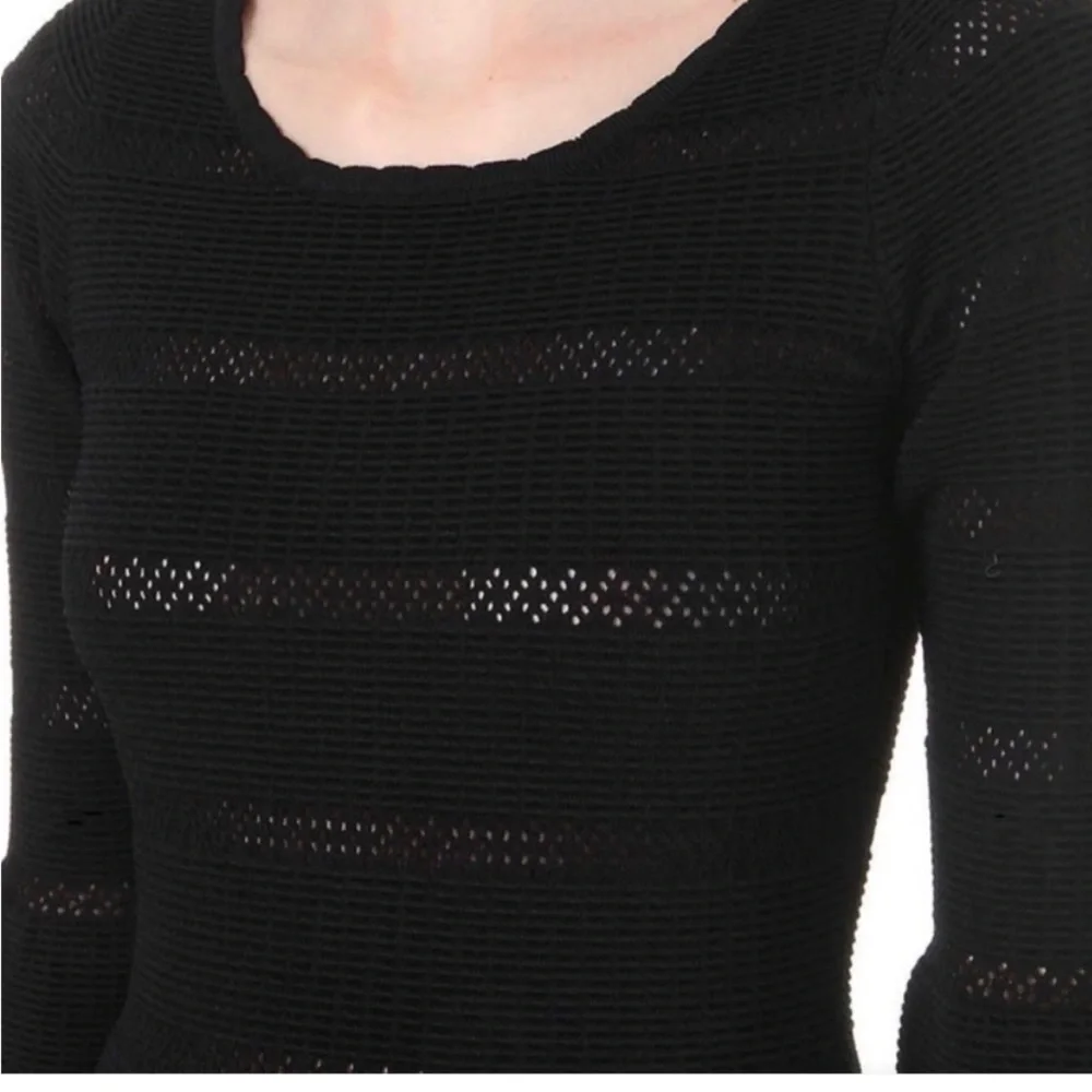 Sandro Paris Carmen Women’s Black Knit Stretch Sweater Dress Fluted Cuffs Sz S - Picture 4 of 16